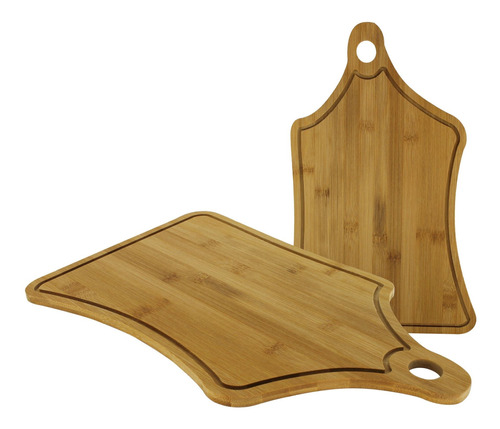 Set X 2 Tablas De Cocina En Madera Con Mango 40 Cm X 24,5