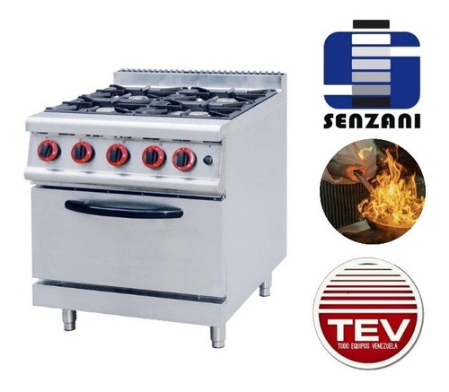 Cocina  Gas Profesional 4 Hornillas  Con Horno Senzani Italy