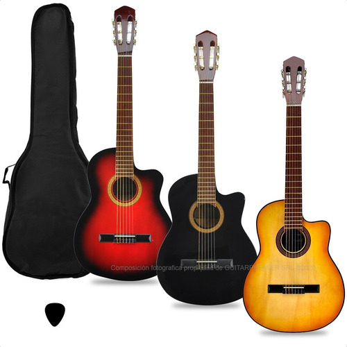 Imagen 10 de 10 de Guitarra Criolla Electroacustica Media Caja Funda Pua Envios