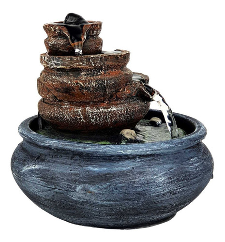 Fonte Cascata De Água Decorativa 3 Quedas Pequena Em Resina 110v/220v