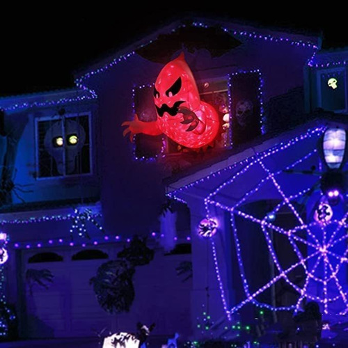 Imagen 2 de 4 de Fantasma Inflable De Caza De Halloween Que Explota Con Luces