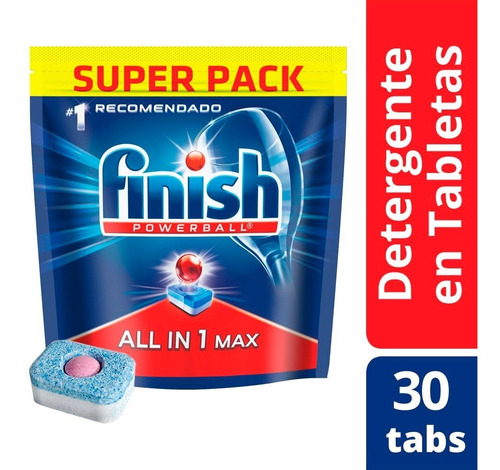Imagen 1 de 6 de Tabletas Para Lavavajillas Automático Doypack Finish 30 U