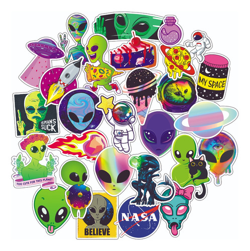 Pack Stickers Calcos Vinilos Aliens Ovnis N° 1 - Termo Compu