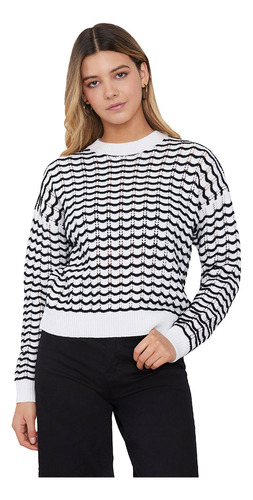Sweater Mujer Crochet Negro/blanco Corona