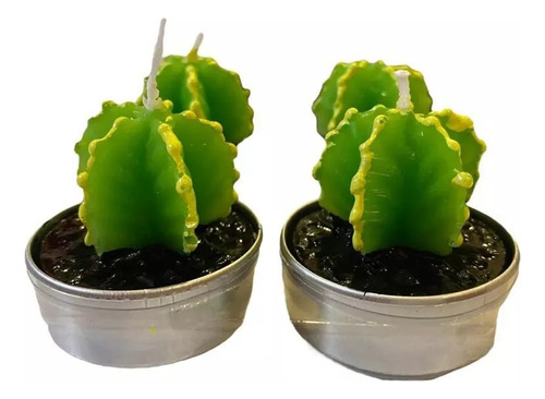 Juego 4 Velas Aromáticas Decorativas Suculentas Cactus