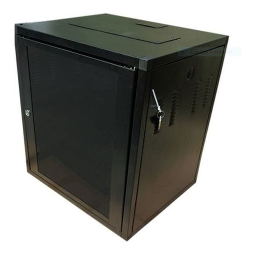 Imagem 1 de 4 de Mini Rack Parede 19'' C/ Porta De Acrilico 12u X 370mm Preto