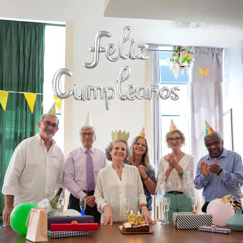 Globo Metálico Feliz Cumpleaños Happy Birthday Party Supplie Color Plateado Feliz Cumpleaños