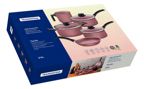 Juego de Utensilios de Cocina Tramontina Aluminum Turin de 5 piezas, color rosa