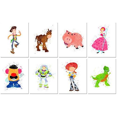 Impresiones De Acuarela De Toy Story Juego De 8 (8 PuLG...