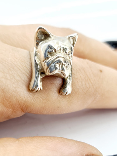 Anillo Plata 925 Modelo Bulldog Perro