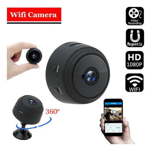 Mini Cámara De Seguridad Espía A9 Inalámbrica Hd 1080p Wifi Color Negro