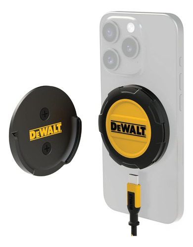 Dewalt Wireless Charger, Rapid Charge Base Wireless Have 15 W, Compatible with Magsafe for iPhone Series 16/15, 14/13/12. Incluye Placa de montaje en pared (sin adaptador de corriente)