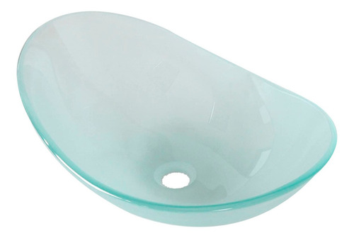 Solana Ovalin Lavabo de Vidrio Templado de 45 cm Modelo Denver  Color Esmerilado / Lavabo Ovalin Ovalado de Cristal para Sobreponer en Tocador de Baño