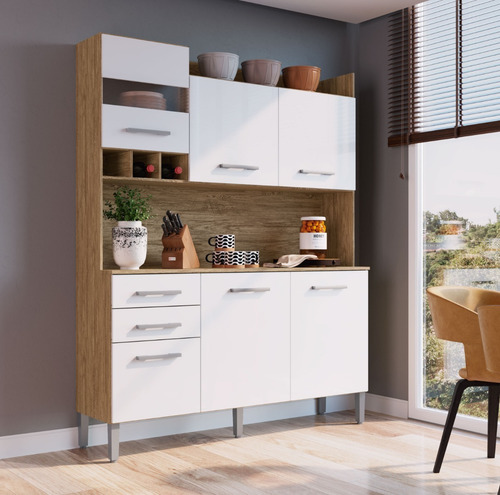 Imagen 2 de 10 de Mueble De Cocina Kit Completo 6 Puertas 2 Cajon Amoblamiento