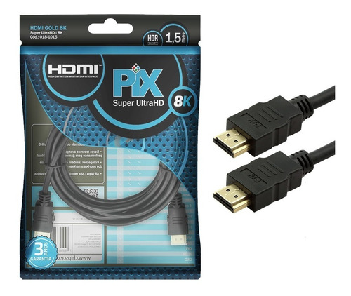 Cabo Hdmi Gold 2.1 - 8k Hdr 19p 1,5m + Nfe