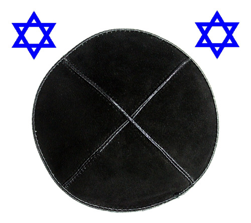 Kipa Negra De Piel Importada Israel Judio Judaismo Cabala