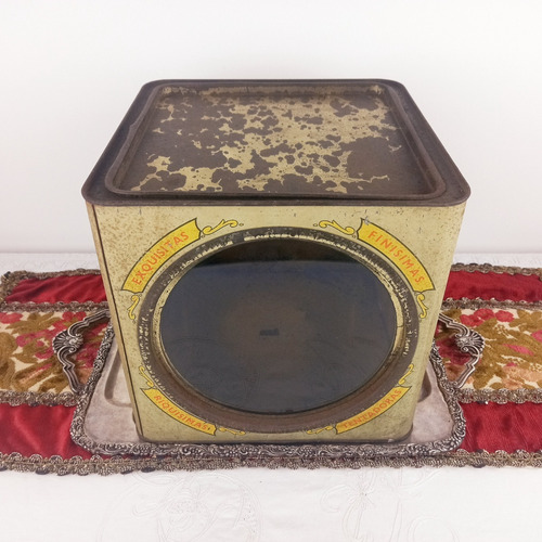 Lata Antigua Galletas Con Vidrio Y Tapa Decoracion Mirala (Usado)