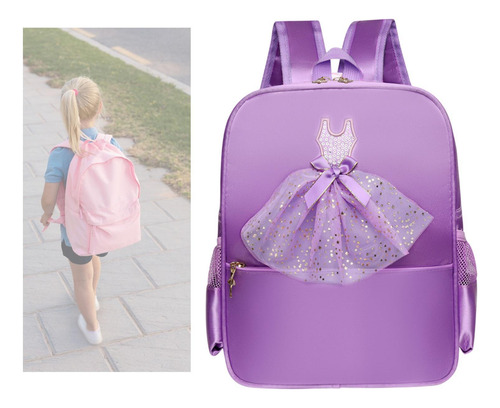 Mochila De Baile De Ballet Con Bolsa De Encaje Violeta