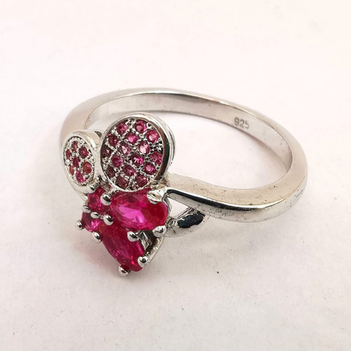 Imagen 3 de 3 de Anillo Mujer Plata Laminada Rodolita Rosa Cherry Talla 9