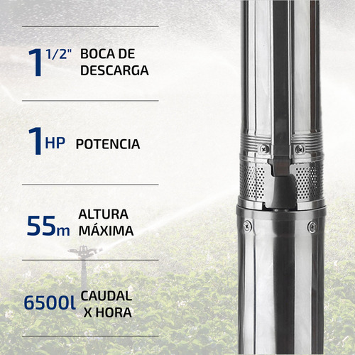 Imagen 2 de 9 de Bomba Sumergible Pozo Napa 4 Pulgadas 1 Hp 6500 L/h Cable