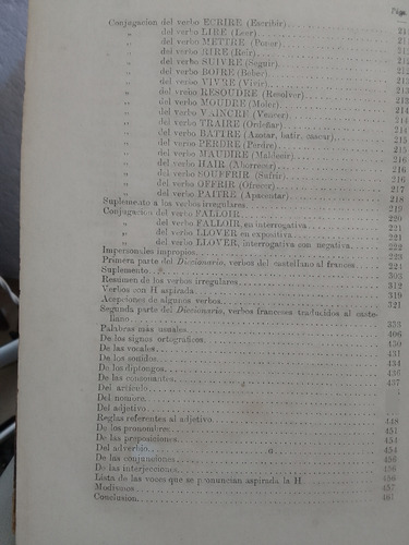 Diccionario De Verbos Castellano - Francés 1886 Miguel Díaz (Usado)