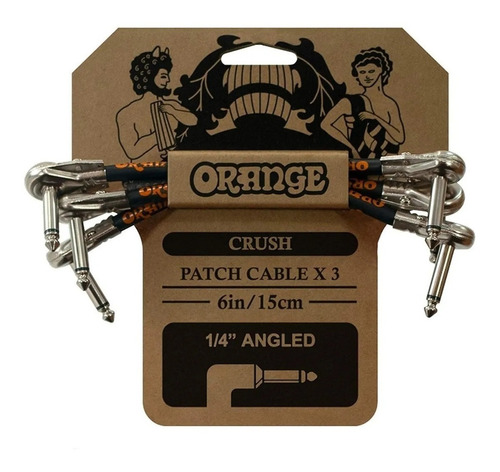 Pack De 3 Cables Patch Orange De 15cm Angulados Para Pedales