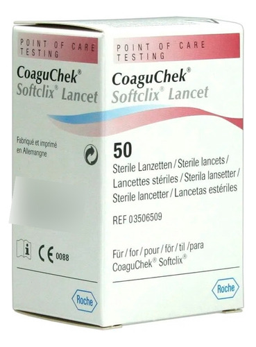 Lanceta Coaguchek P/ Teste Coagulação Sangue Roche 50 Unids