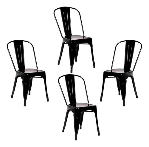 Set 4 Sillas Modernas Tolix Con Estructura Metálica Eames Color de la estructura de la silla Negro