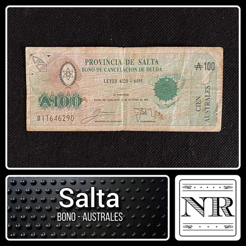 Argentina | Salta - 100 Austral - Año 1989 - Ec. #69 - Bono