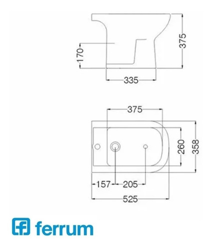 Imagen 2 de 4 de Bidet Ferrum Bari 1 Agujero Blanco Baño Sanitarios