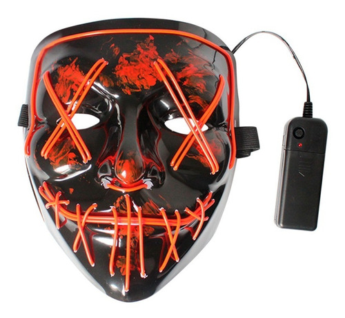 Máscara Luz Led Colores Intercambiables Para Halloween Color Negro