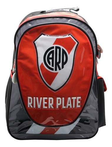 Mochila Escolar Cresko Boca Juniors River Plate 18p Espalda Color Negro y Rojo