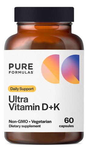 Pure Formulas Vitamina D3 K2, Vitamina D 5000 Ui K2 D3 Suple