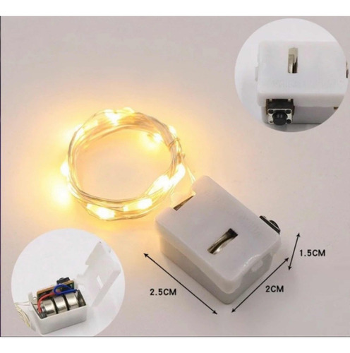 Imagen 3 de 4 de Alambre De Led 50cms Luz Con Pila Incluida Pack X10u Deco