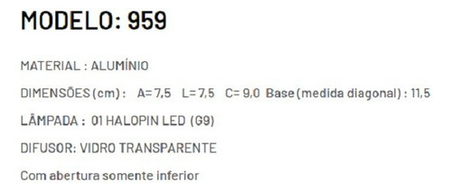 Arandela Parede Quadrada Externa 1 Lamp G9 1 Facho P/baixo Cor Branco 110v/220v