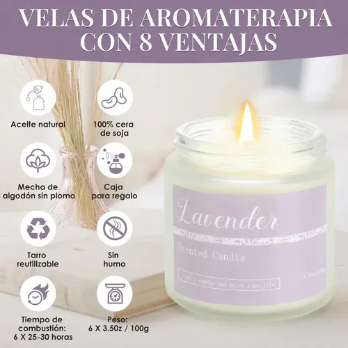 6 Decorative Scented Candles, Natural Soy Wax Candles, Z