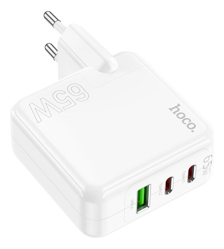 Cargador De Pared 2 Usc-c/1 Usb-a Hoco C115a Eu 65w White Color Blanco