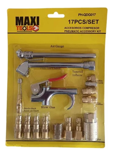 Kit De Acoples Para Compresor  17 Piezas Maxi Tools