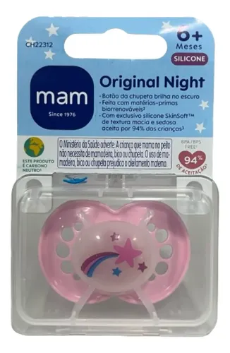 Chupeta Mam Original Night 6+ Meses Rosa Ch22312 | MercadoLivre