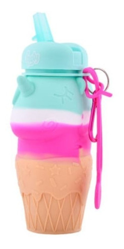 Botella Footy De Silicona Flexible Unicornio Con Helado