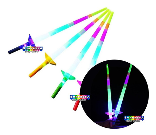 24 Espadas Sable Luz Led Retráctil Fiesta Cumple Piñata Bolo