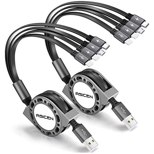 Cable De Carga Múltiple 4a 4 En 1, Cable Usb Retráctil Con 2