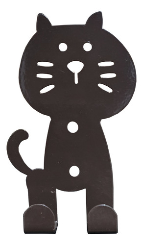 Portallaves De Pared Moderno Figura De Gato Colores Color Marrón Oscuro