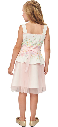 Vestido Infantil Florido Tule Rosa 68584 Infanti .ale.