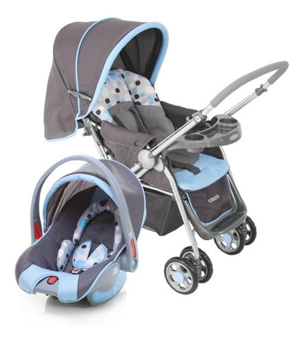 Carrinho de bebê de paseio Cosco Reverse azul com chassi de cor prateado