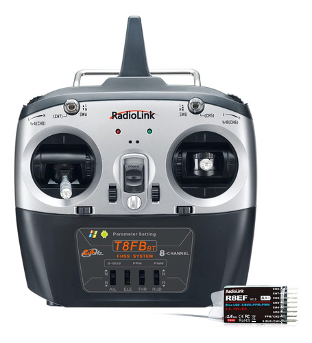 Transmisor Remoto T8fb De 8 Canales 2.4ghz Rc Y Receptor R8e