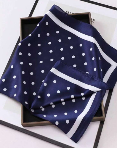 Pañoleta Mascada Pañuelo Turbante Poliseda Pashmina Microsed Azul Marino Lunas Unitalla
