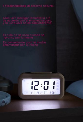 Reloj Despertador Con Pantalla Led, Fecha Y Temperatura
