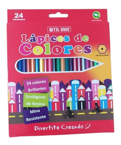 Lapices De Color Util Uno Largos X 24 Unidades