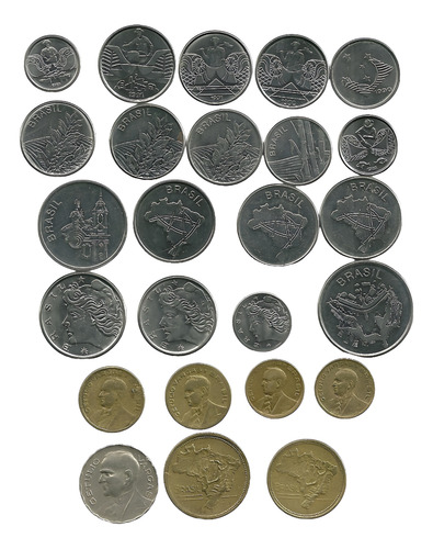 1 E 2 Cruzeiros 1945 + 20 Centavos 1945 1946 1977 +20moedas